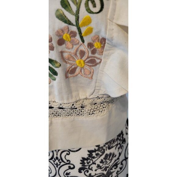 Embroidered Traditional Mexican Flutter Sleeve Lightweight Blouse Women's XS - Picture 7 of 10